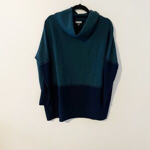 Smartwool Edgewood Poncho
Oversized Sweater Tunic Cowl Pullover Green Blue small